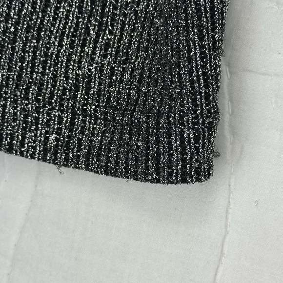 MKM Designs VTG Silver Metallic Tie Front Cardigan Y2K Indie Grunge M - Picture 4 of 16